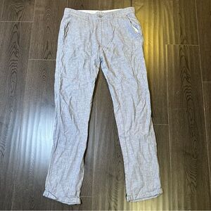 Urban Man Slim Mince Linen Rayon Blend Pants Mens 32x30 Gray Flat Front Casual